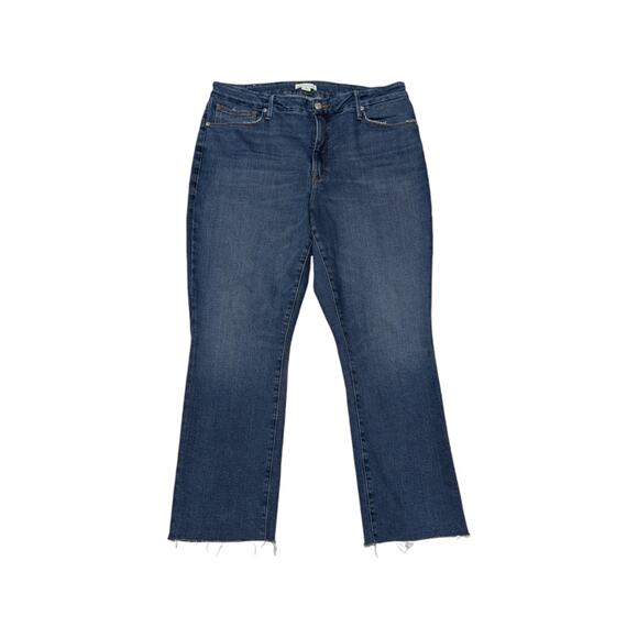 Good American Good Legs Raw Hem Straight Jeans Womens 37 Stretch Denim Dark Wash - Picture 2 of 5